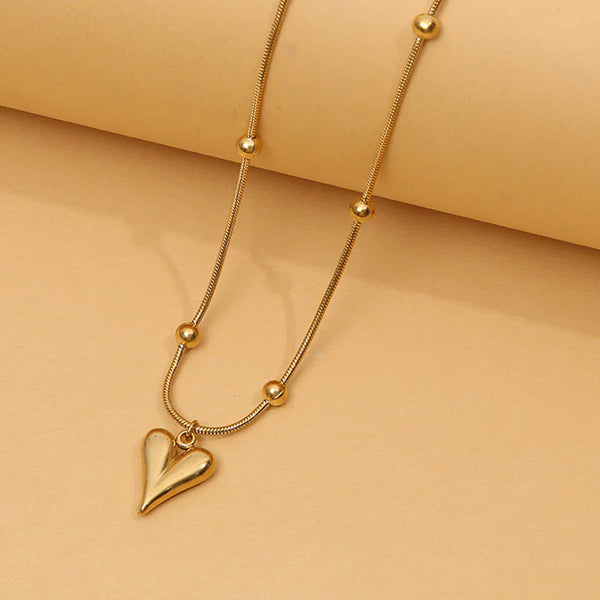 Anti Tarnish Gold Heart Shape Necklace