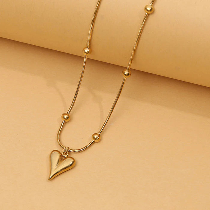 Anti Tarnish Gold Heart Shape Necklace