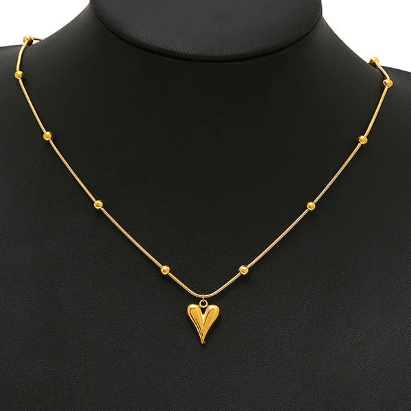 Anti Tarnish Gold Heart Shape Necklace