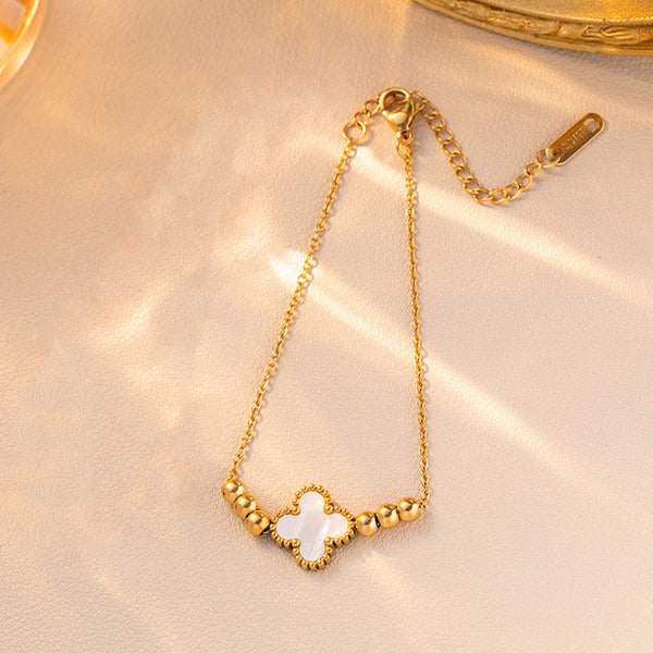 Anti Tarnish White Clover Bracelet