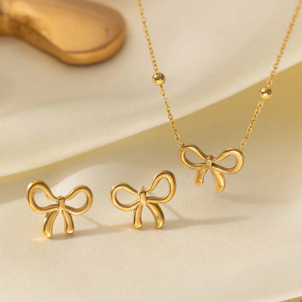 Anti Tarnish Bow Themed Jewelry Set