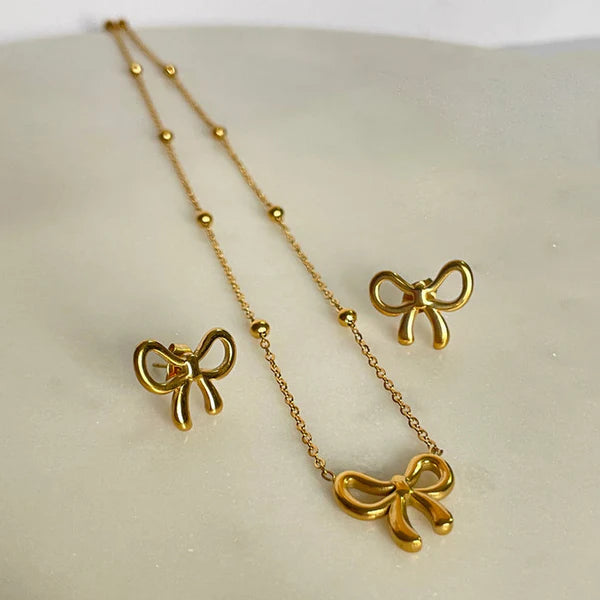 Anti Tarnish Bow Themed Jewelry Set
