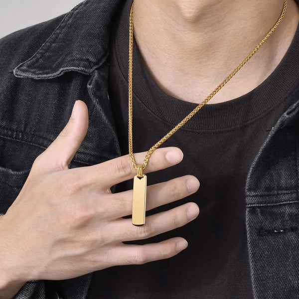 Anti Tarnish Rectangular Shape Pendant Chain For Men