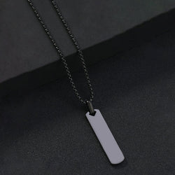 Black Silver Plated Stainless Steel Anti Tarnish Rectangular Hip Hop Party Pendant