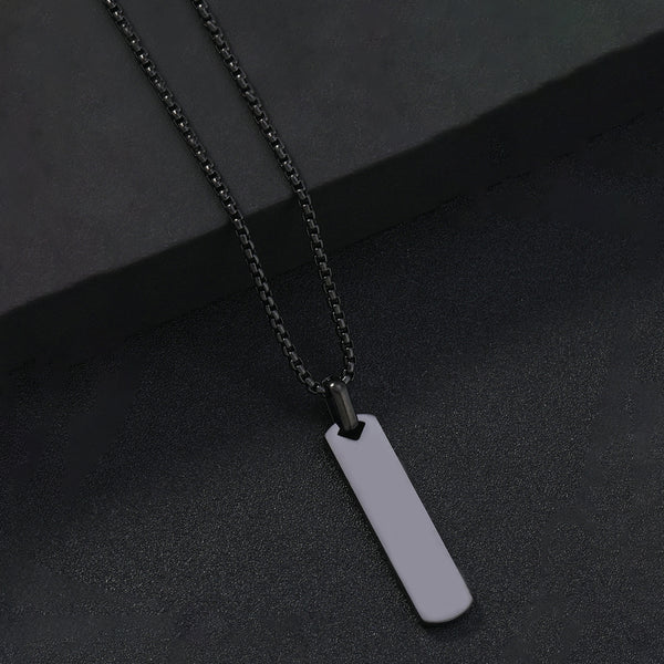 Black Silver Plated Stainless Steel Anti Tarnish Rectangular Hip Hop Party Pendant