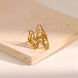 Anti Tarnish Steel Wave Style Contemporary Ring
