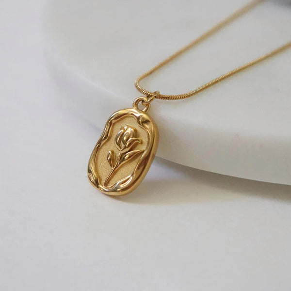 Anti Tarnish Gold Plated Rose Pendant