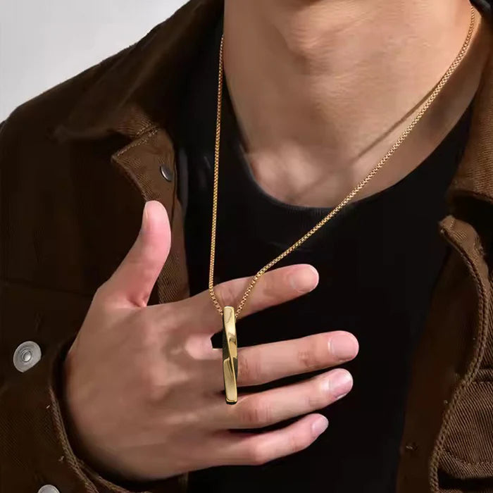 Anti Tarnish Mens Bar Shaped Hip hop Chain Pendant