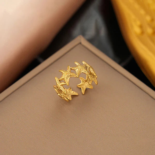Anti Tarnish Adjustable Star shaped Ring